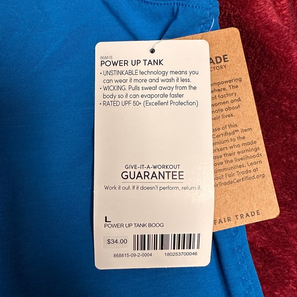 Athleta Blue Power Up Tank Top. Size L. NWT - Picture 4 of 5